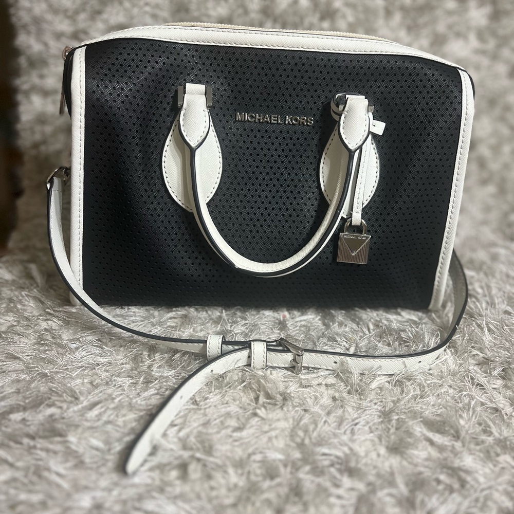 Michael Kors Black and White Satchel